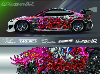 Wall Mural - Graphic abstract stripe racing background designs for vehicle, rally, race, adventure and car racing livery.