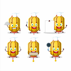 Wall Mural - Cartoon character of yellow chinese long lamp with various chef emoticons