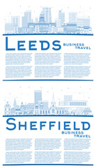 Wall Mural - Outline Sheffield and Leeds UK City Skyline Set.