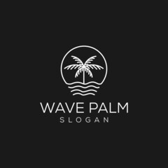 Wall Mural - palm and beach logo. luxury elegant palm tree symbol