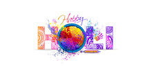 Holi Festival Banner Of Colors With Colorful Gulal Floral Design And Text Happy Holi