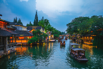 scenery of wuzhen, a historic scenic water town in zhejiang, china