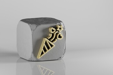 Aufkleber - Beautiful Golden firework symbol on a beton cube and white ceramic background. 3d rendering illustration. Background pattern for design. Mothers Day.
