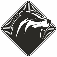 Vector badger head, badger logo, isolated on white background.