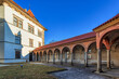 The Rondell Pavilion arcade in historical castle complex in old town of Jindrichuv Hradec city. It is the third largest castle complex in the Czech Republic