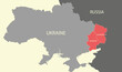 UKRAINE MAP with Donetsk and Luhansk territory border