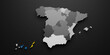 3d Canary islands region flag and map