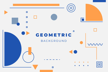 Blue and orange various shapes and line abstract geometric background vector illustration