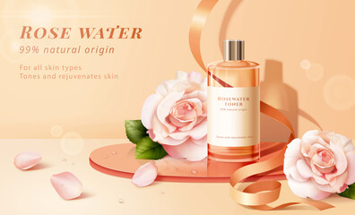 Wall Mural - Romantic rosewater toner ad