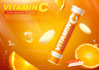 Wall Mural - Vitamin C tablet ads