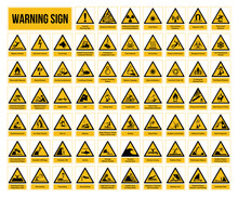 Set Of Warning Signs. ISO 7010 Sign. Signs Of Danger And Alerts. Caution Signs.