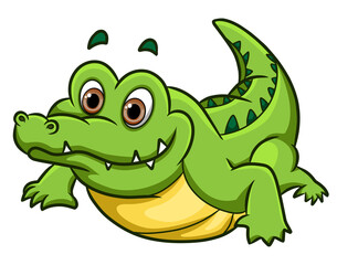  The big crocodile is crawling with the happy expression