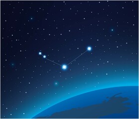 Wall Mural - constellation canes venatici with planet in deep space