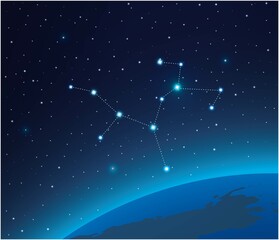 Wall Mural - constellation sagittarius with planet in deep space