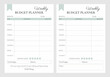 © Coxic25 - Financial planner page vector templates. Budget for the week. Minimalistic strict design with a quote or notes