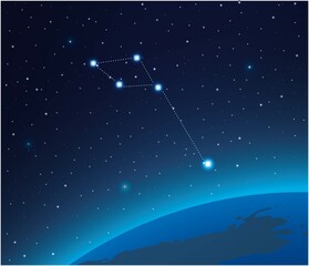 Wall Mural - constellation dolphin with planet in deep space