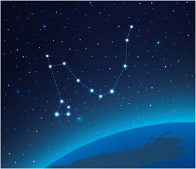 Wall Mural - constellation pisces with planet in deep space