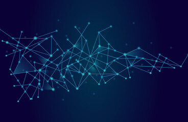 Network abstract connection isolated on blue background. Network technology background with dots and lines. Ai background. Modern abstract concept. Ai background vector, network technology	