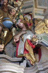 Wall Mural - Statue of Saint on the high altar in the Church of Our Lady of Dol in Dol, Croatia