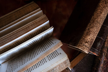 Poster - An old french book with leather cover back