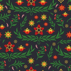 Canvas Print - Floral design vintage seamless pattern