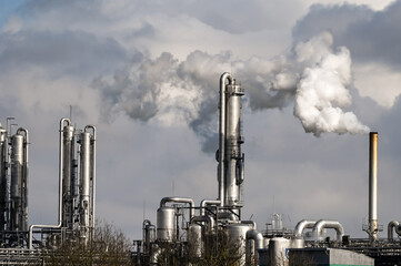 Canvas Print - Industrie business cheminée usine fumée co2 carbone environnement