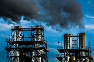 Poster - Industrie business cheminée usine fumée co2 carbone environnement 
