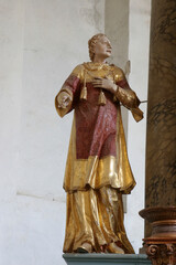 Statue of Saint on the high altar in the church of the Assumption of the Virgin Mary in Glogovnica, Croatia