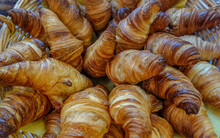 Closeup Shot Of A Pile Of Fresh Croissants