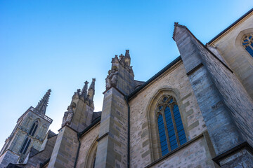 Sticker - Low angle of Low angle of a castle in  Rothenburg ob der Tauber