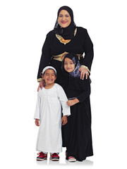 Sticker - my grandkids our my blessing. studio portrait of a muslim grandmother with her two grandchildren iso