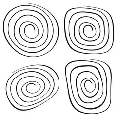 Wall Mural - Set of four spirals. Plain black spirals.