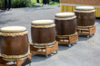 Wood and leather made Drum display  popular festival in India and Thailand. Traditional drummers during Hindu festivals