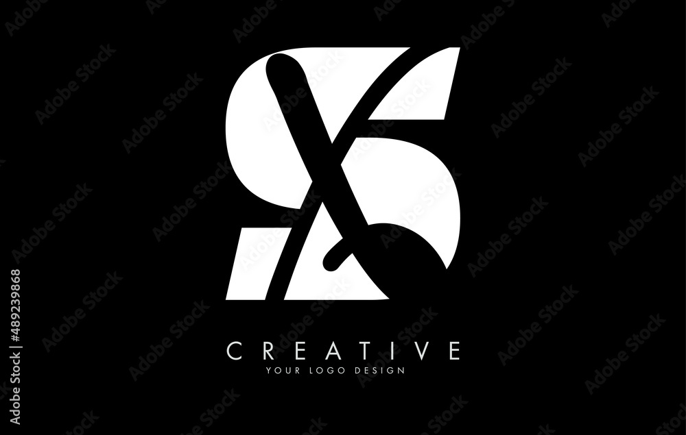 Black and White Letters SX Logo with a minimalist design. Letters S and ...