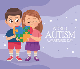 Sticker - world autism day postcard