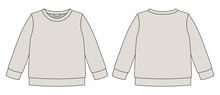 Light Gray Technical Sketch Sweatshirt. Kids Wear Jumper Design Template