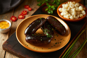 Wall Mural - Morcilla, a traditional Ecuadorian sausage. On a white background