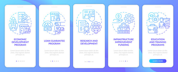 Help for small business blue gradient onboarding mobile app screen
