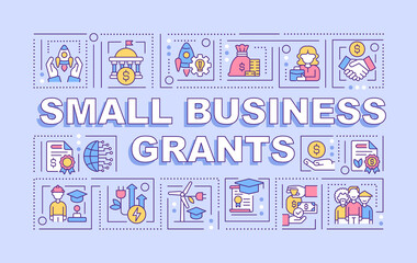 Small business grants word concepts purple banner