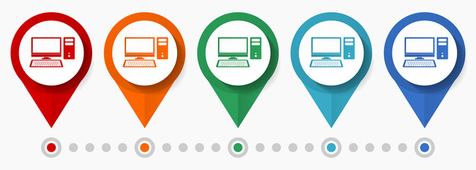 Leinwandbilder - Computer concept vector icon set, flat design internet pointers, infographic template easy to edit