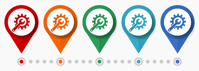 Poster - Service, tools concept vector icon set, flat design industry pointers, infographic template easy to edit