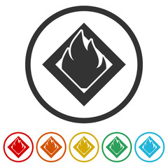 Wall Mural - Flammable material warning glyph ring icon, color set