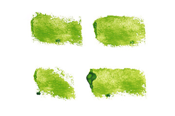 Sticker - set of green watercolor strokes isolated on white background