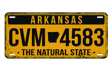 An Imitation Of Vintage Arkansas License Plate With Text The Natural State Written On It, Vector Illustration