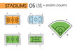 Set of different aerial view flat design sport fields Vector