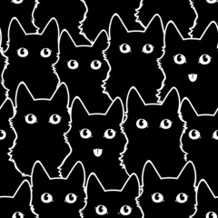 Wall Mural - seamless pattern of cute cat silhouettes