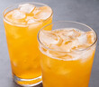 canvas print picture - Orange soda, soft drink in cups with ice