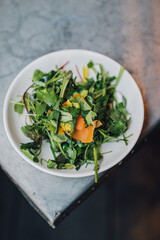 Sticker - wild watercress salad with peas and orange mimolette cheese