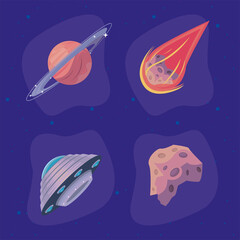 Poster - outer space four icons