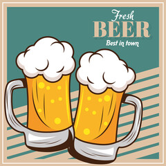 Poster - two beers mugs